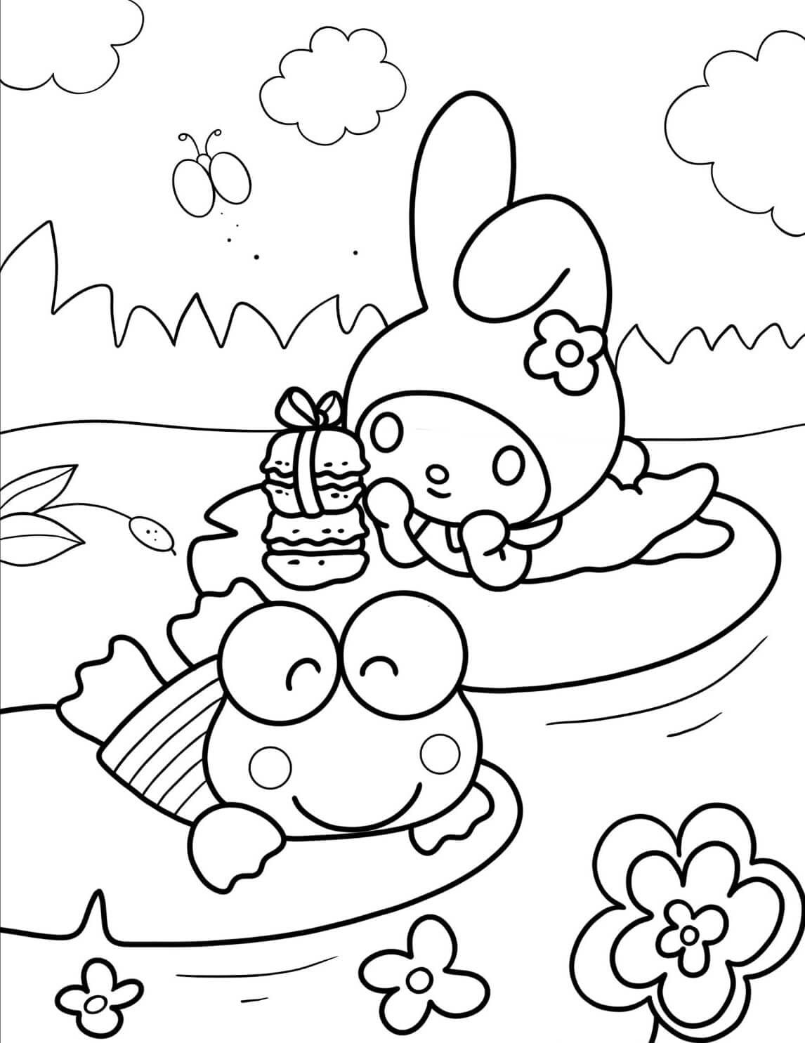 Keroppi Dengan Melodi Berbaring