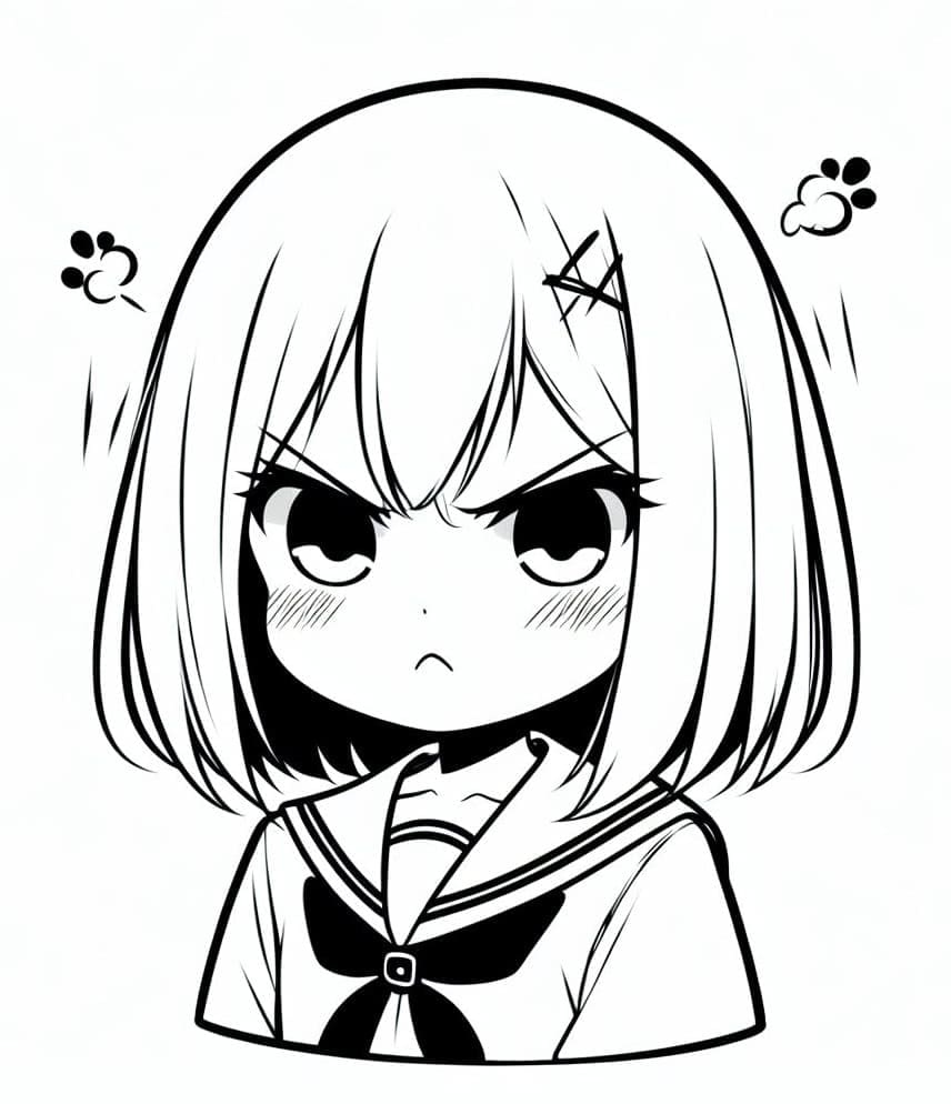 Gadis Anime Chibi yang Marah