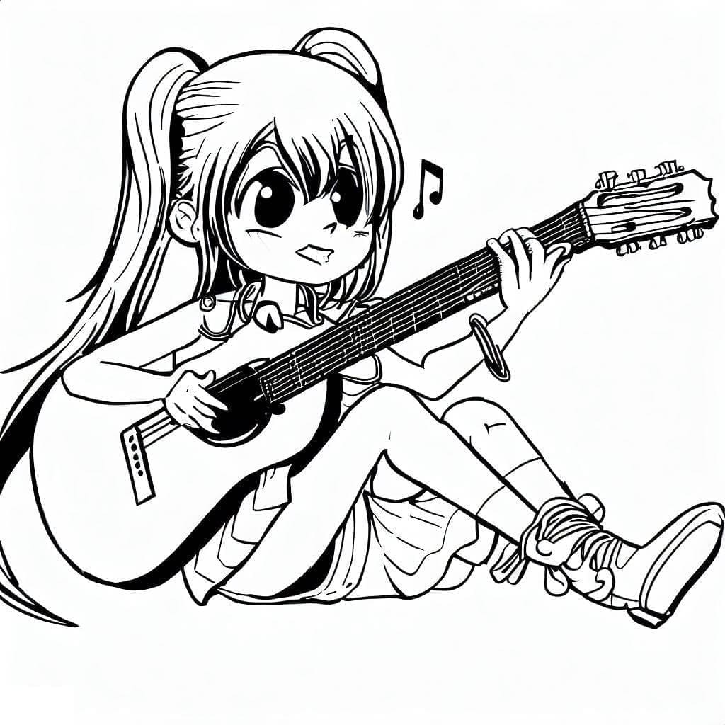 Gadis Anime dengan Gitar