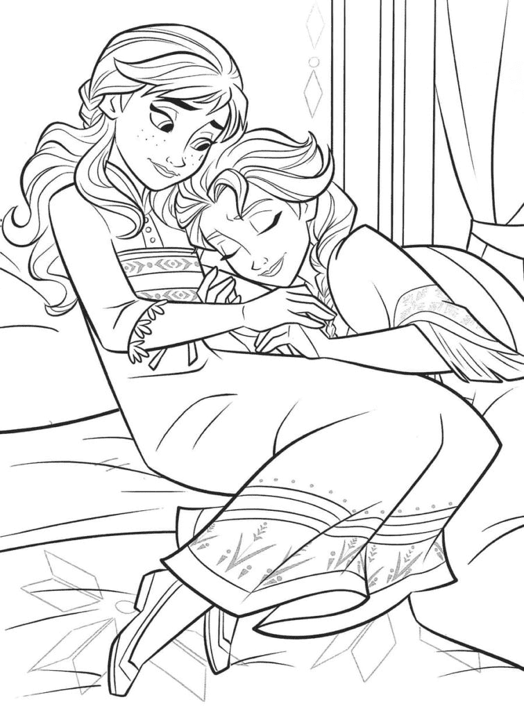 Anna memperhatikan Elsa tidur