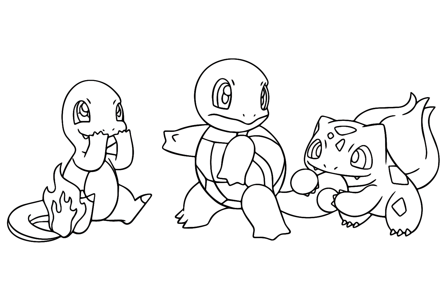 Charmander, Squirtle, Bulbasaur