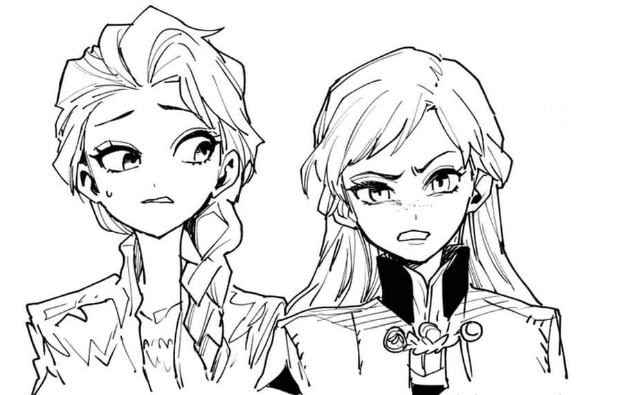 Elsa dan Anna dalam Gambar Anime