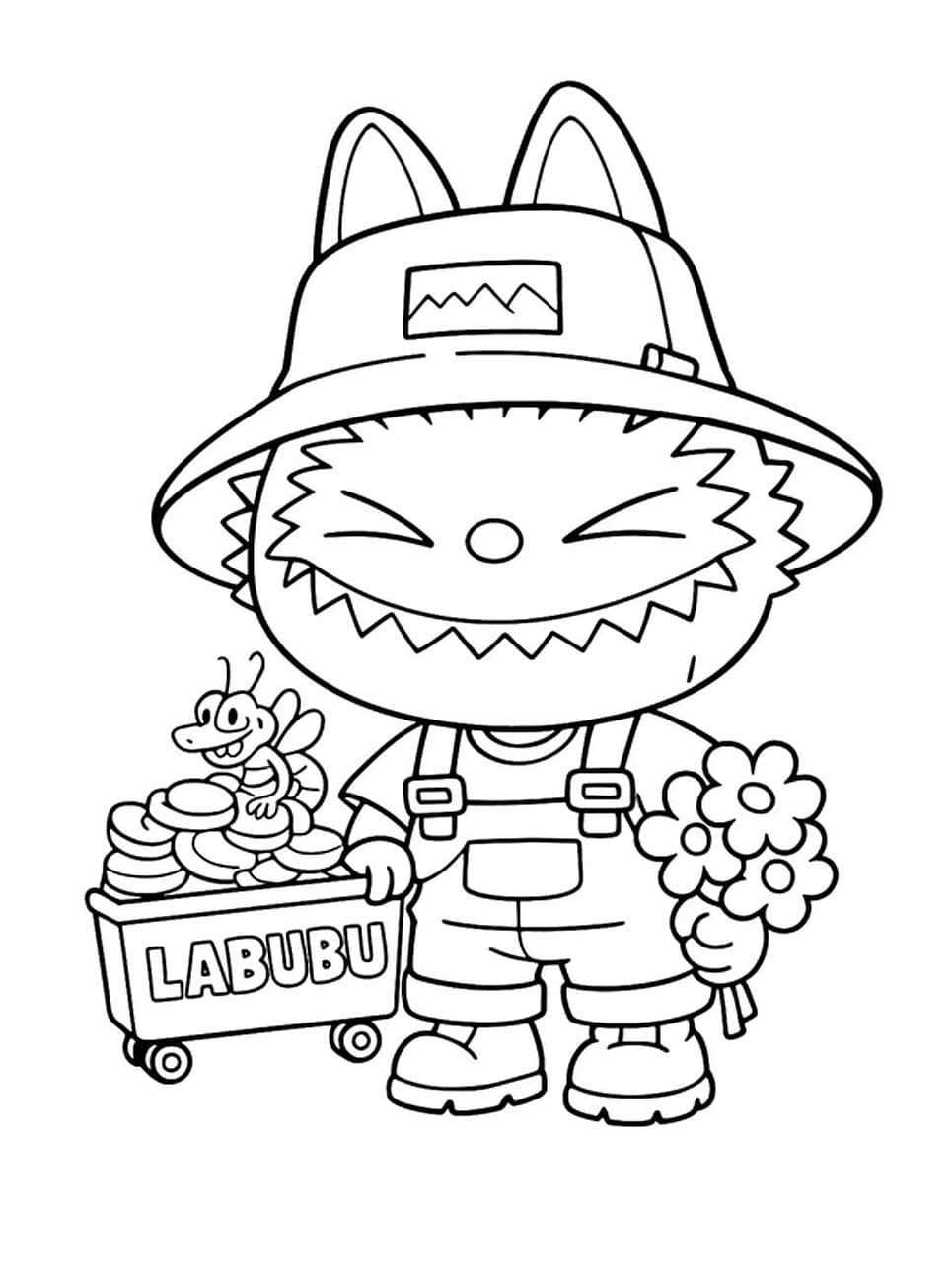 Labubu dengan bunga