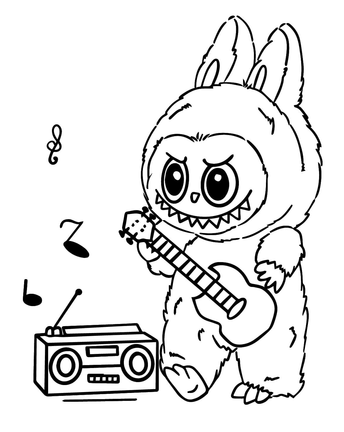 Labubu memainkan gitar