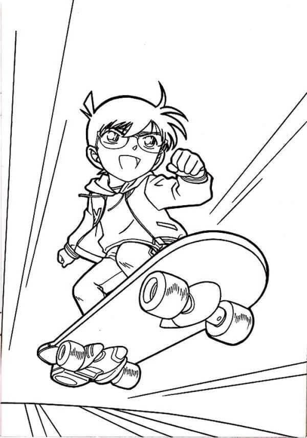 Bermain Skateboard Sambil Memainkan Conan