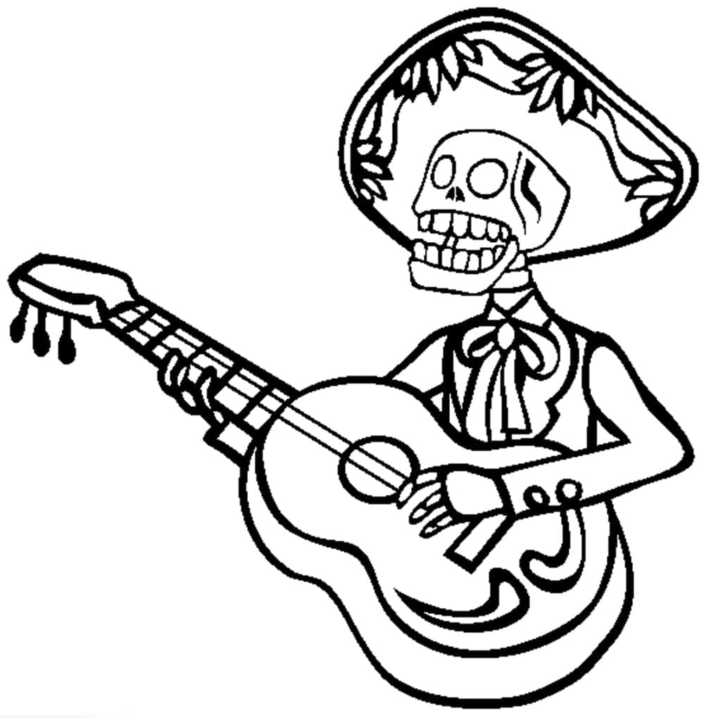 Kerangka itu memainkan gitar
