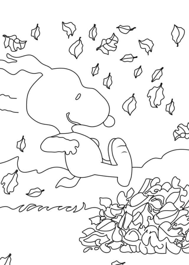 Snoopy Lucu Dengan Daun