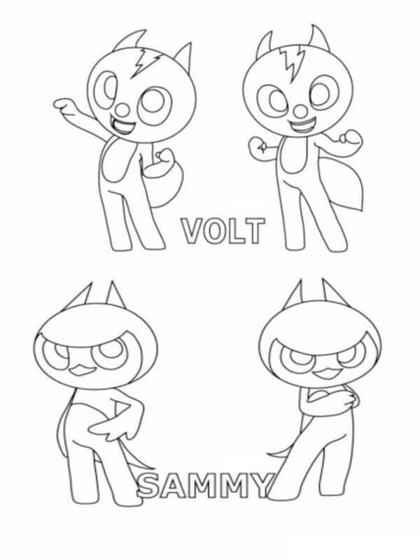 Volt Fluffy Biru dan Sammy Merah