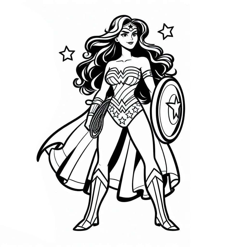 Wonder Woman mudah digambar