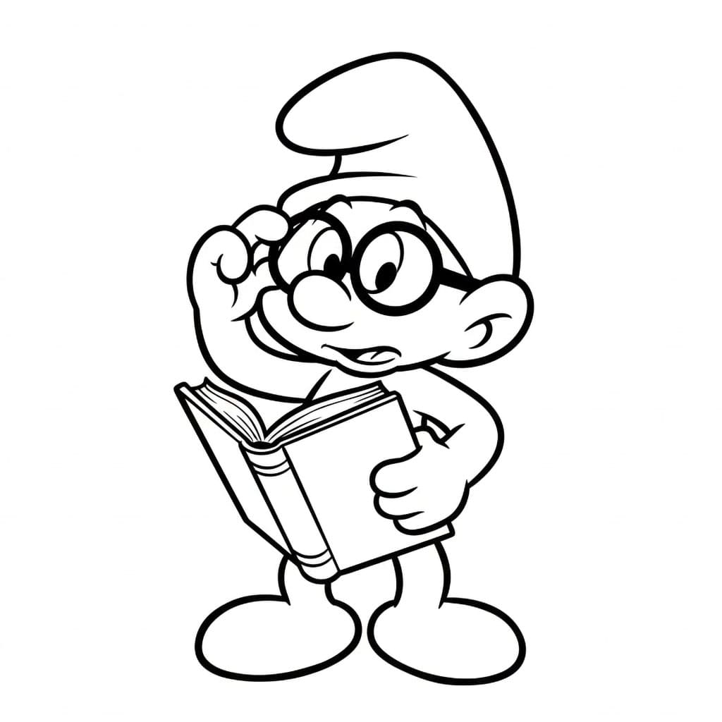 Brainy Smurf memegang buku