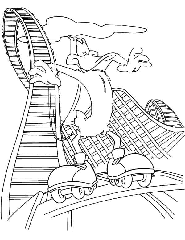 Daffy Bebek yang Lucu di Roller Coaster