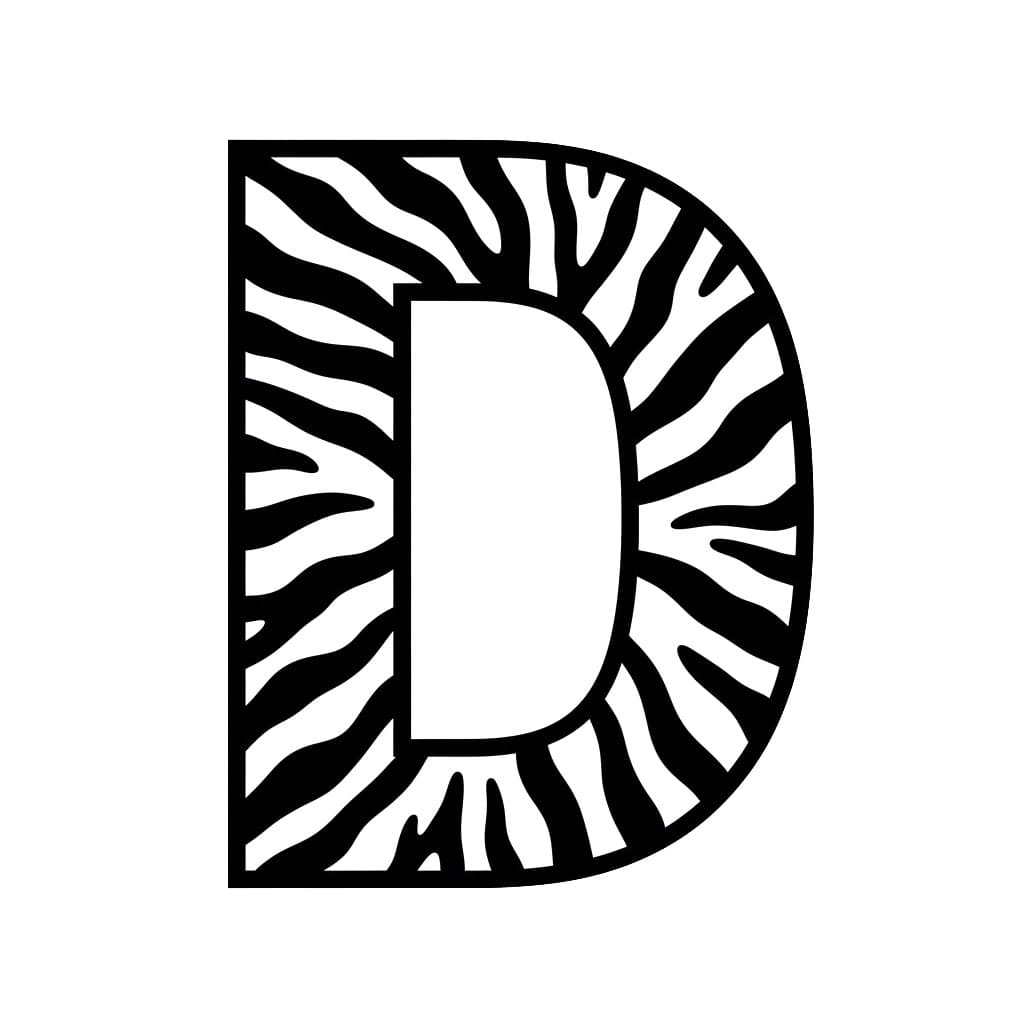 Garis-garis zebra huruf D