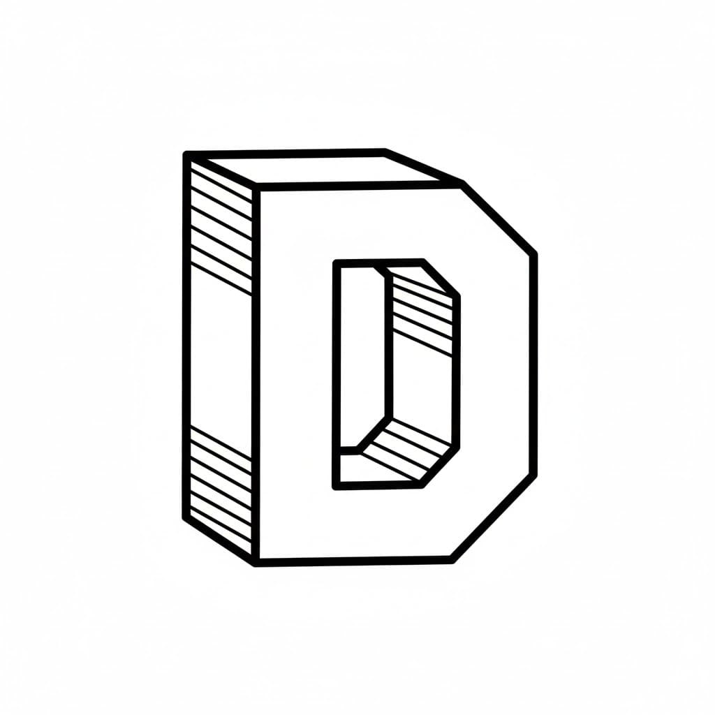 Huruf blok 3D D