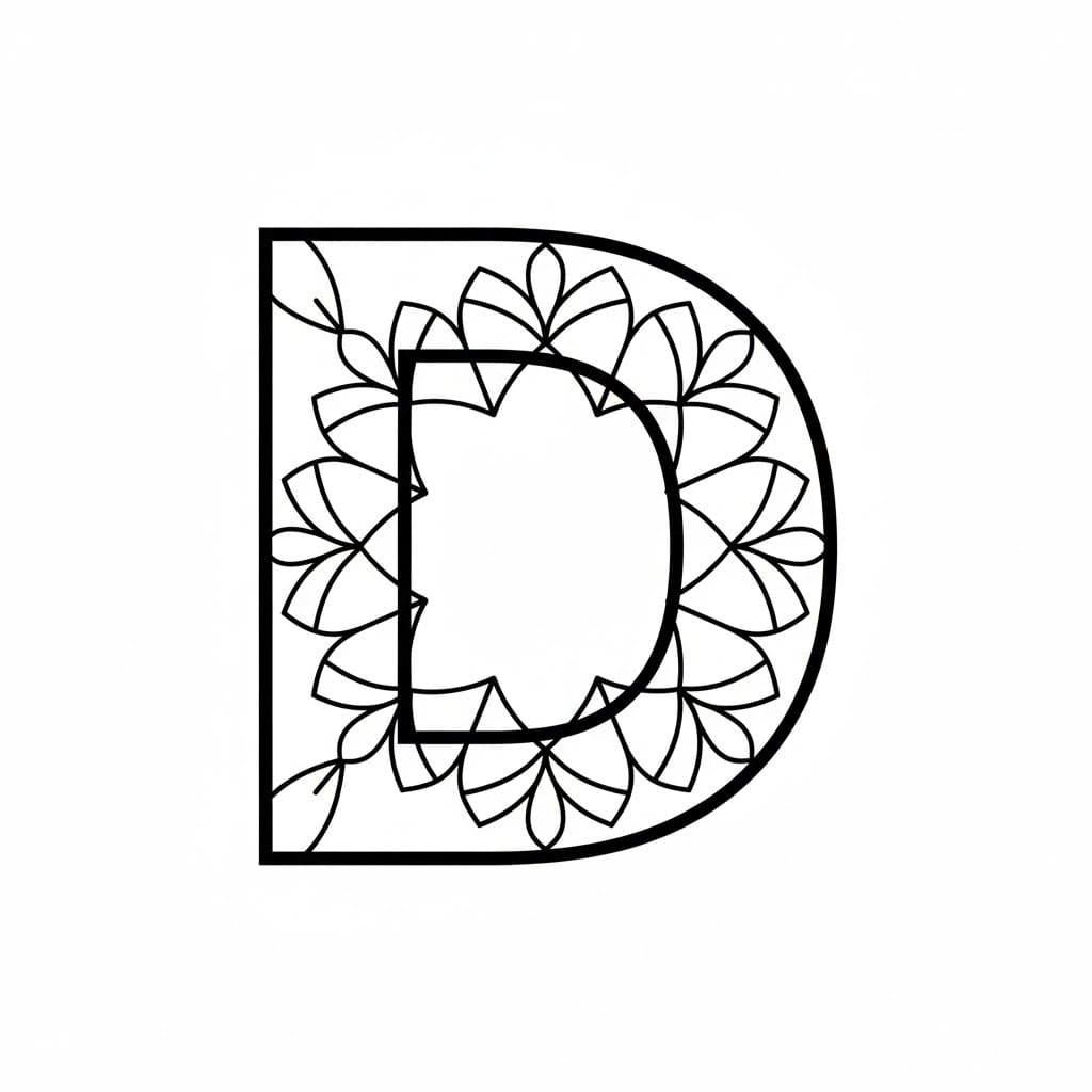 Huruf D bergaya mandala