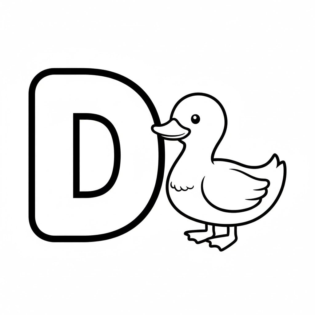 Huruf D dengan bebek