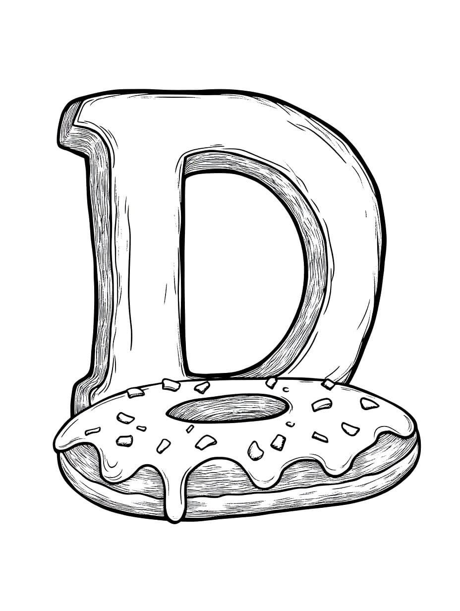 Huruf D dengan donat