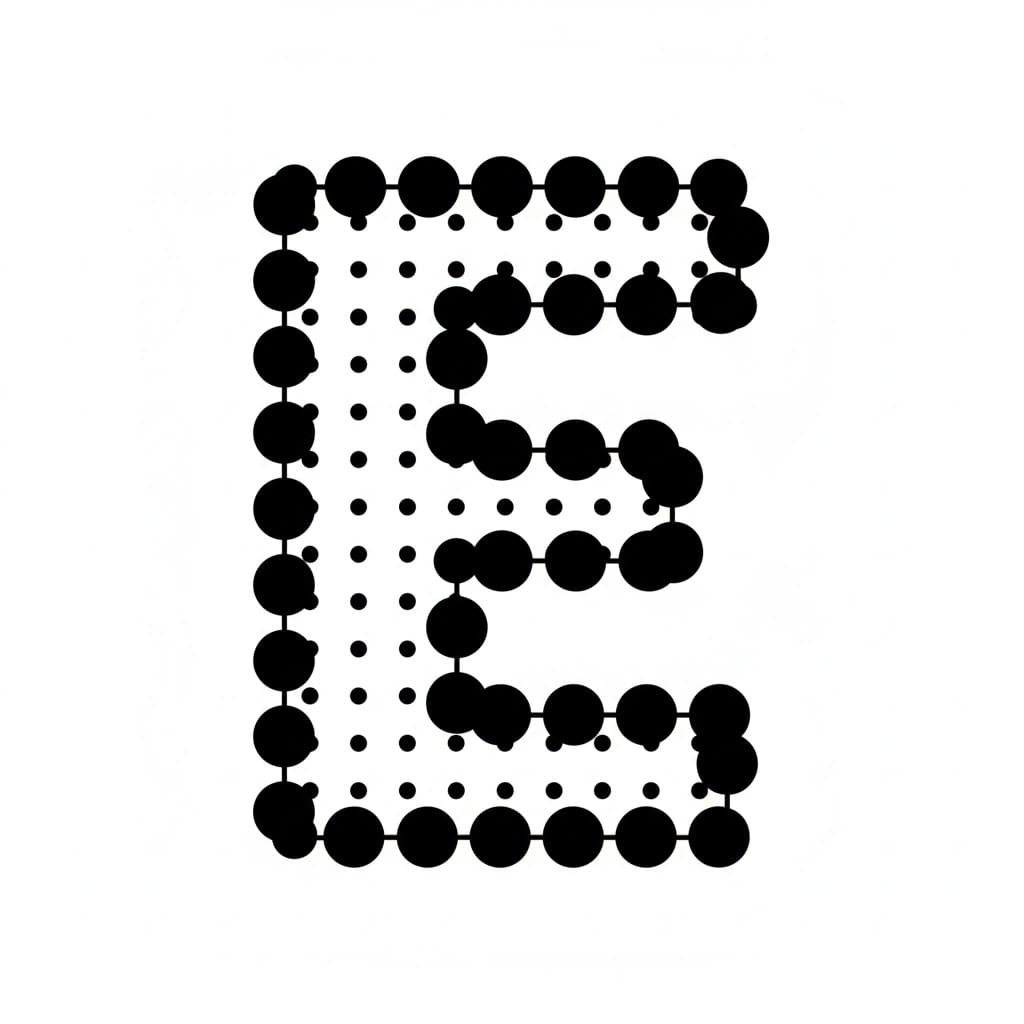 Huruf polkadot E