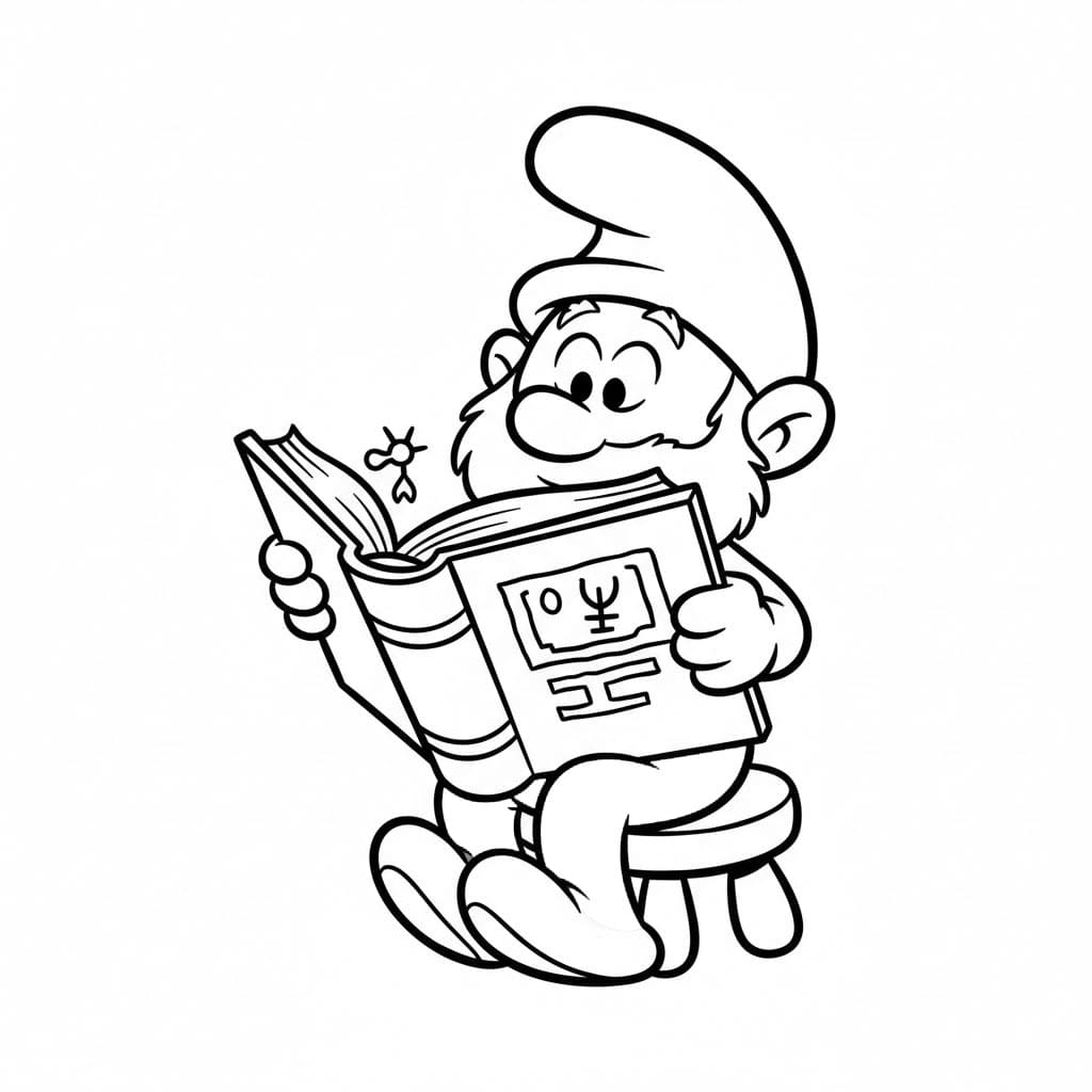 Papa Smurf sedang membaca buku