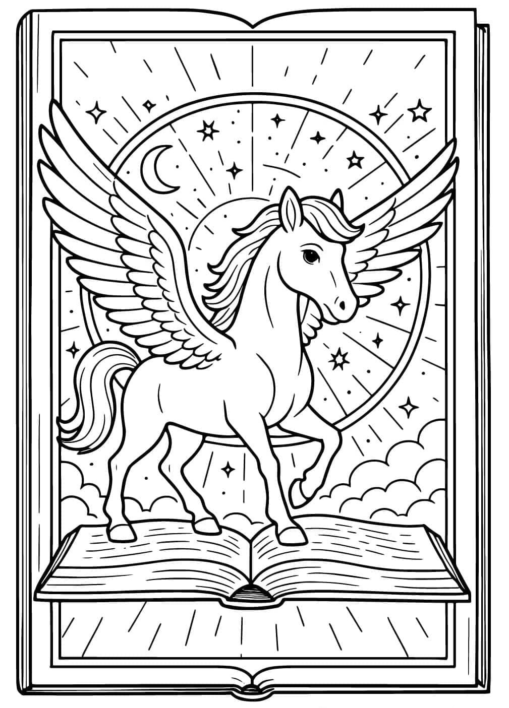 Pegasus melompati pelangi