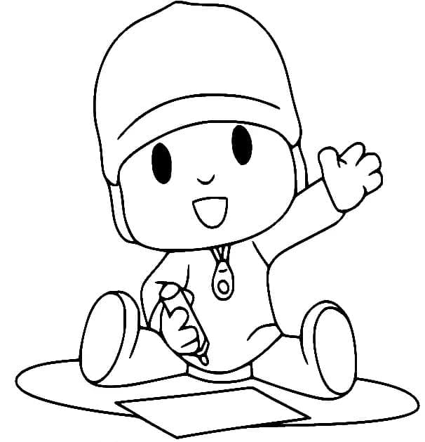 Pocoyo sedang menggambar