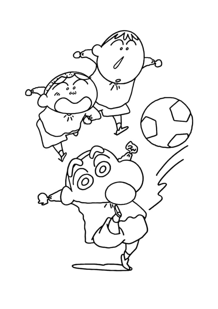 Shin chan sedang bermain sepak bola