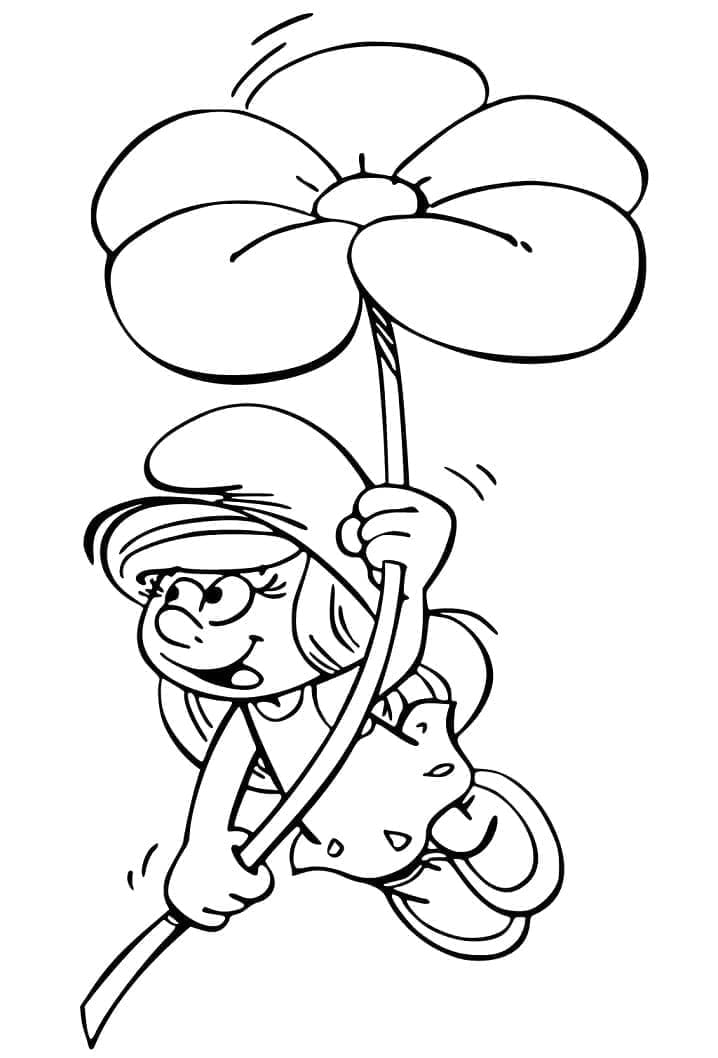 Smurfette Memegang Bunga