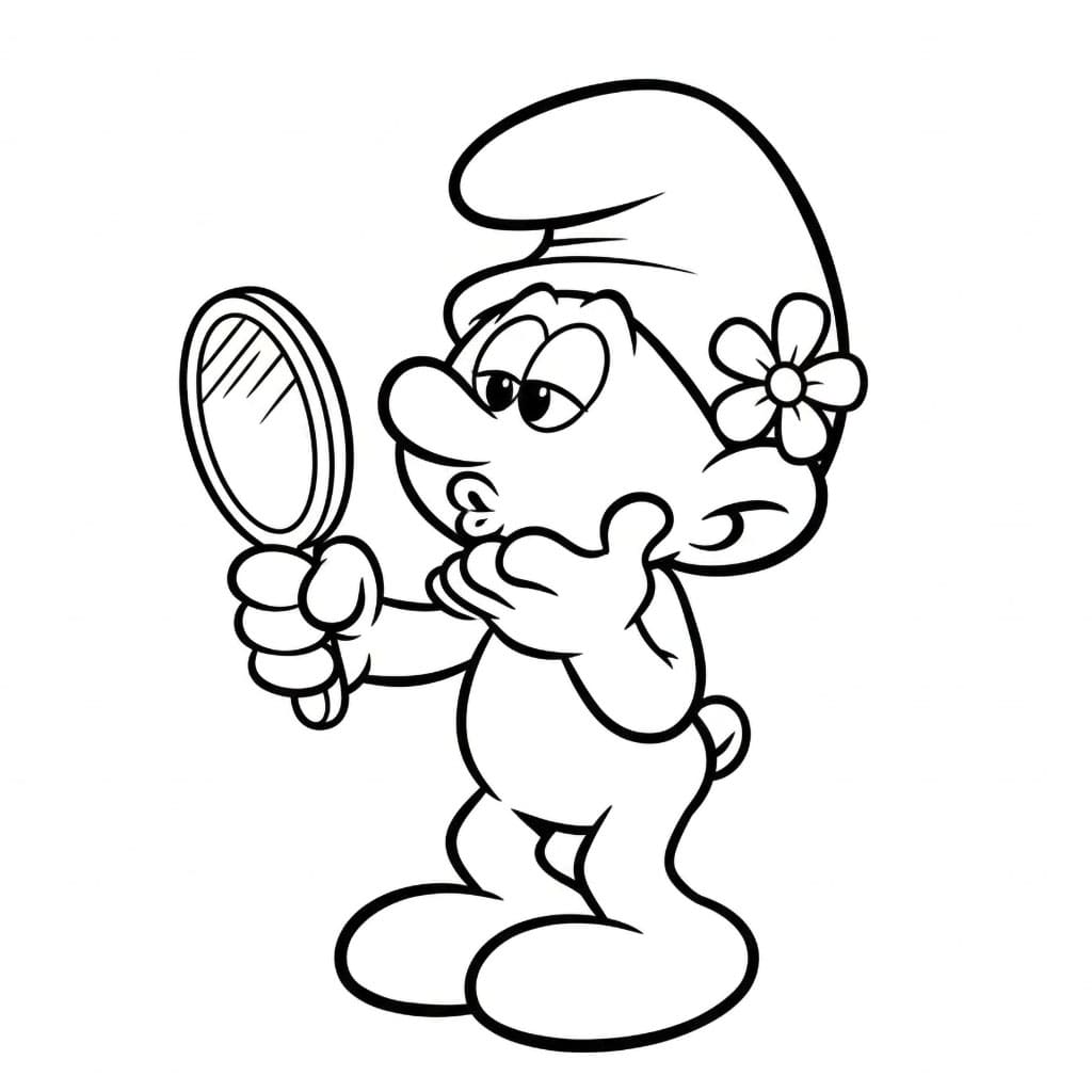Vanity Smurf memegang cermin
