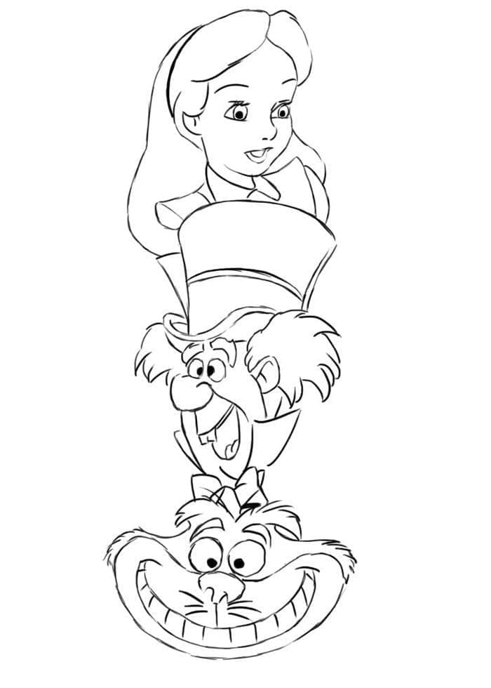 Alice, Mad Hatter dan Kucing Cheshire