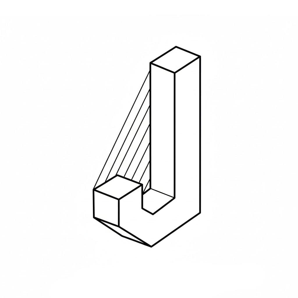 Blok 3D Huruf J