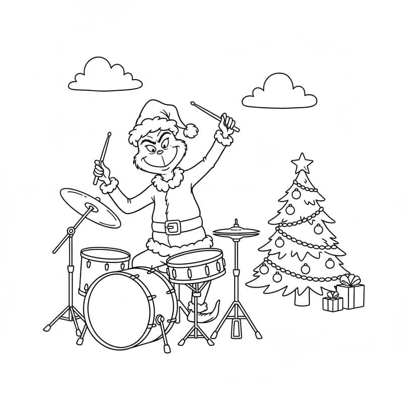 Grinch Bermain Drum