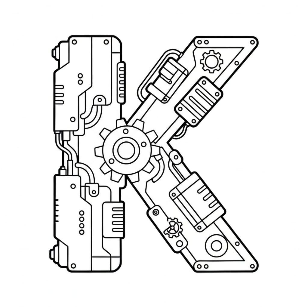 Huruf K Gaya Robot