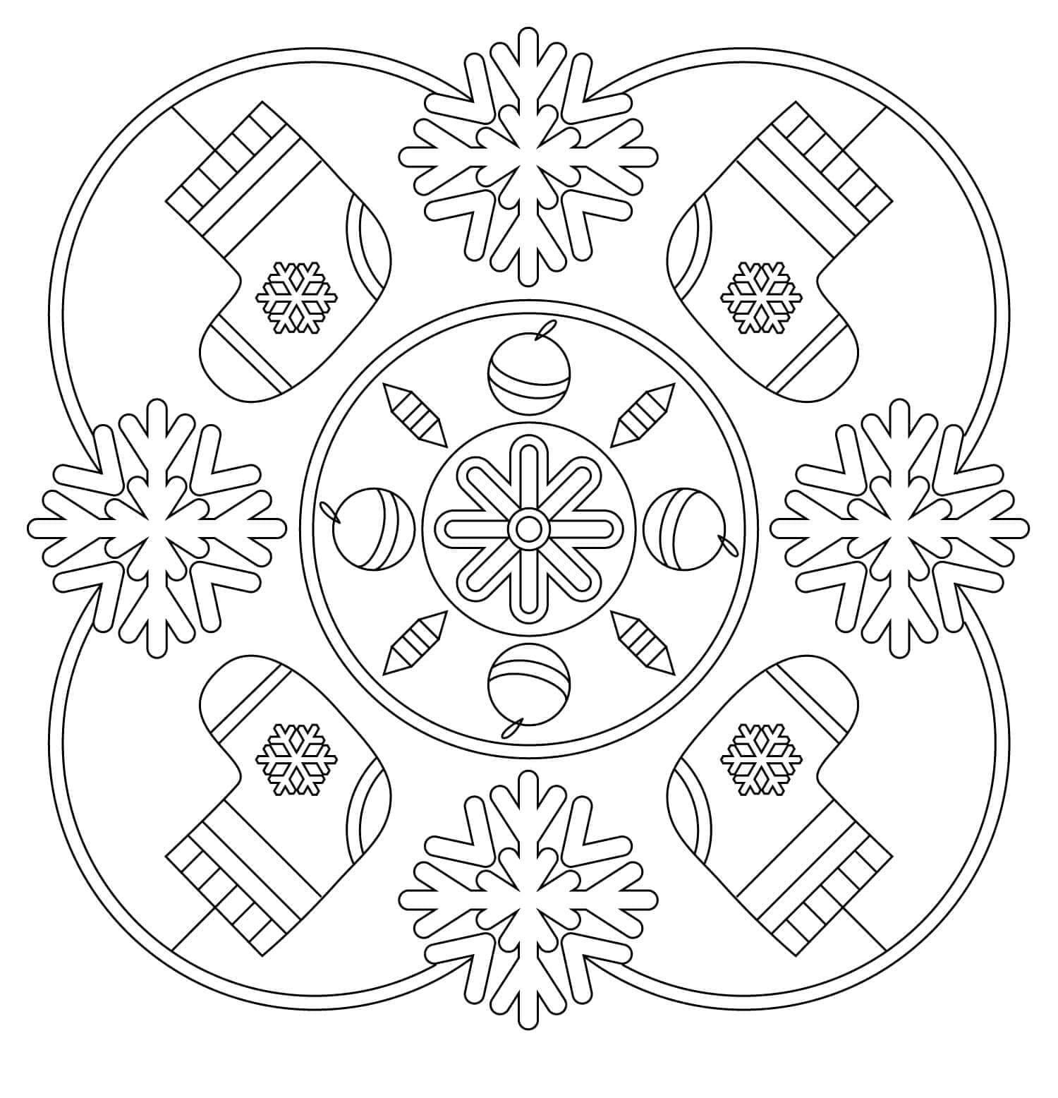 Kaus Kaki Kepingan Salju dalam Mandala Natal