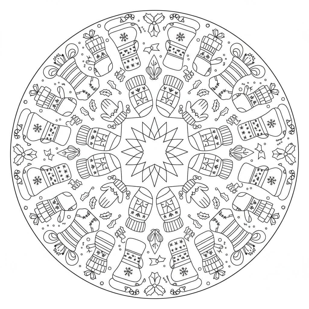 Sarung Tangan dan Kaus Kaki Mandala Natal