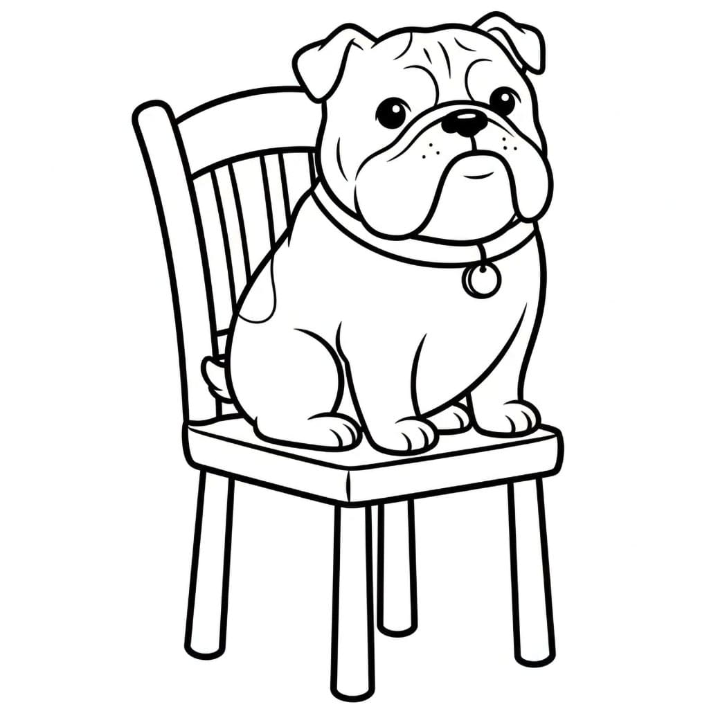 Buldog Duduk di Kursi