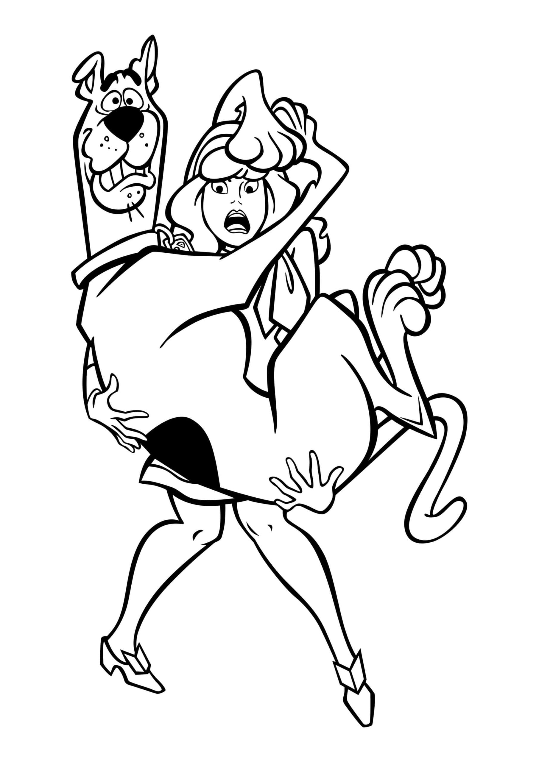 Daphne Blake menggendong Scooby Doo