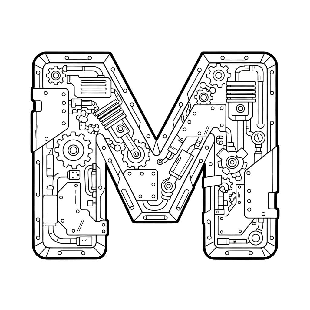 Huruf M Gaya Robot