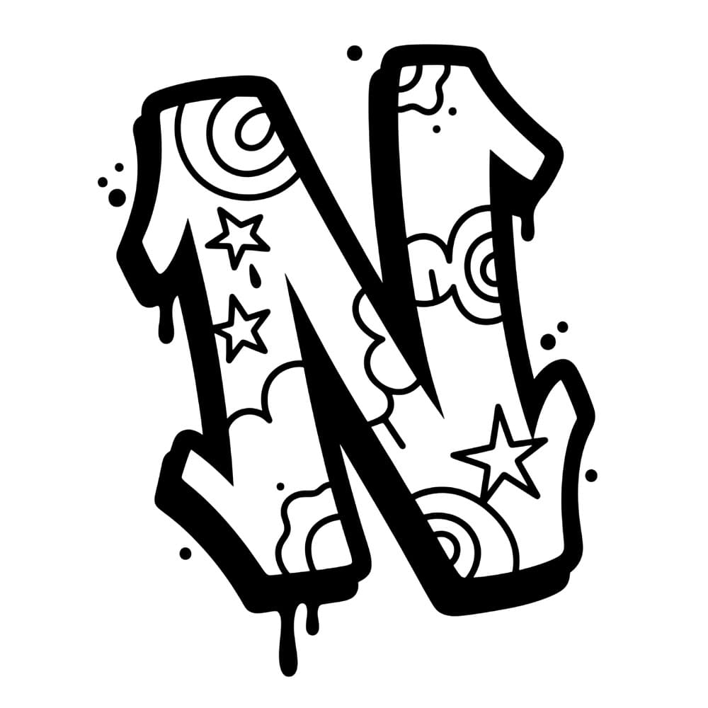 Huruf N graffiti