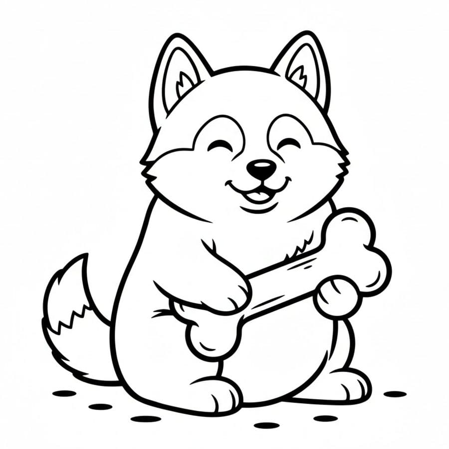 Husky dengan Tulang