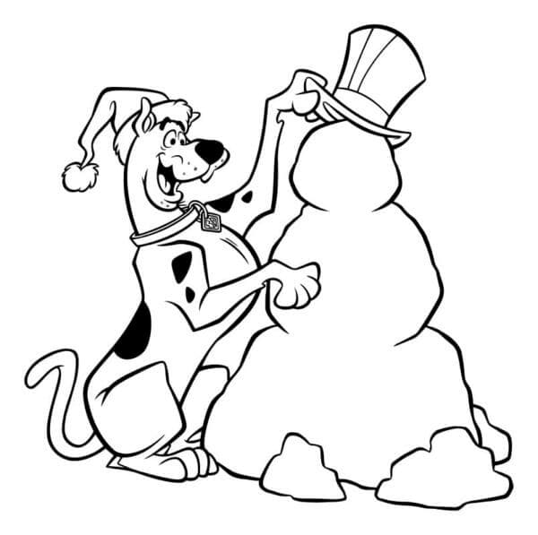 Scooby Doo membuat manusia salju