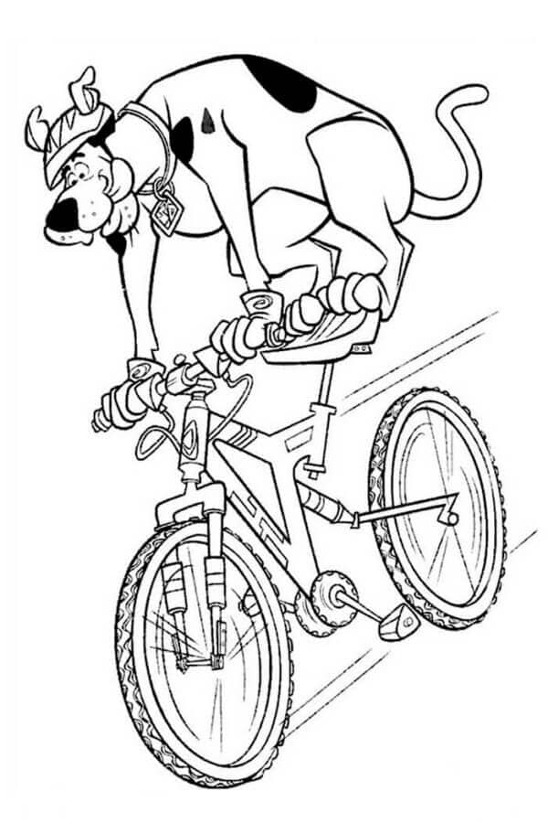 Scooby Doo mengendarai sepeda