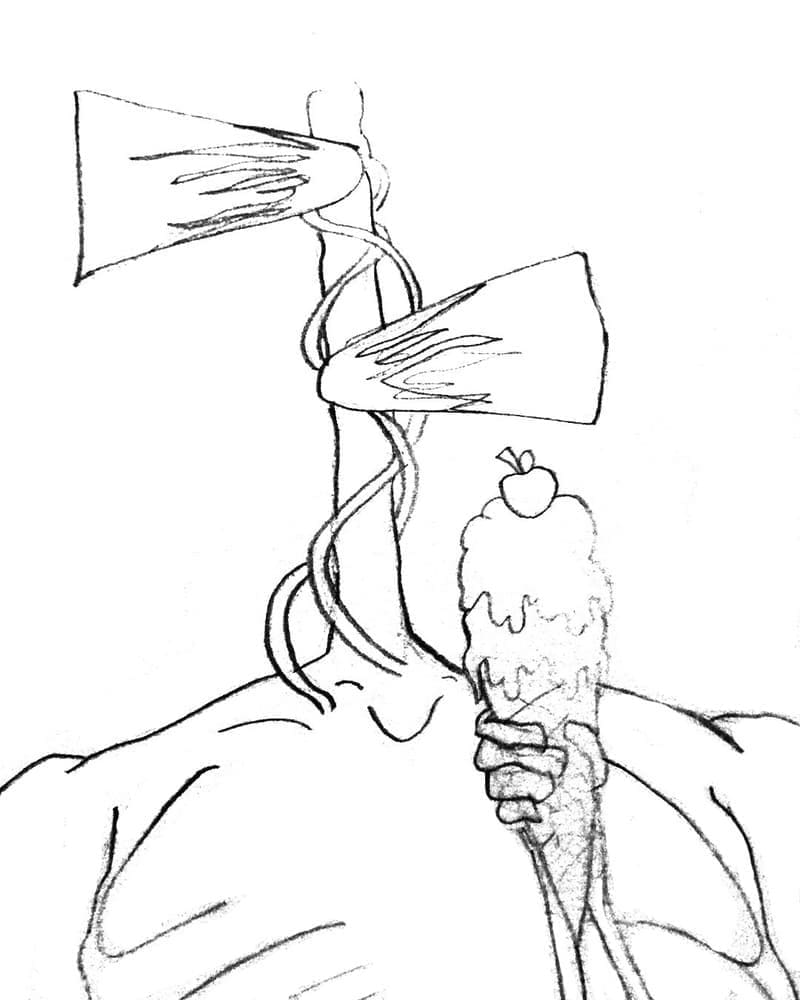 Siren Head dengan Es Krim