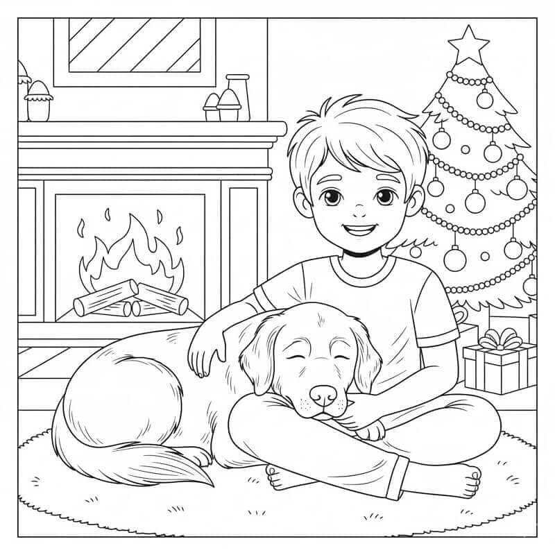 Anak laki-laki dan Golden Retriever