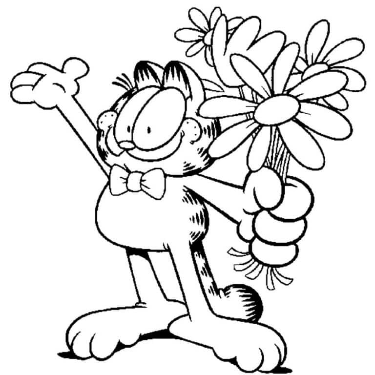 Garfield dengan Buket Bunga
