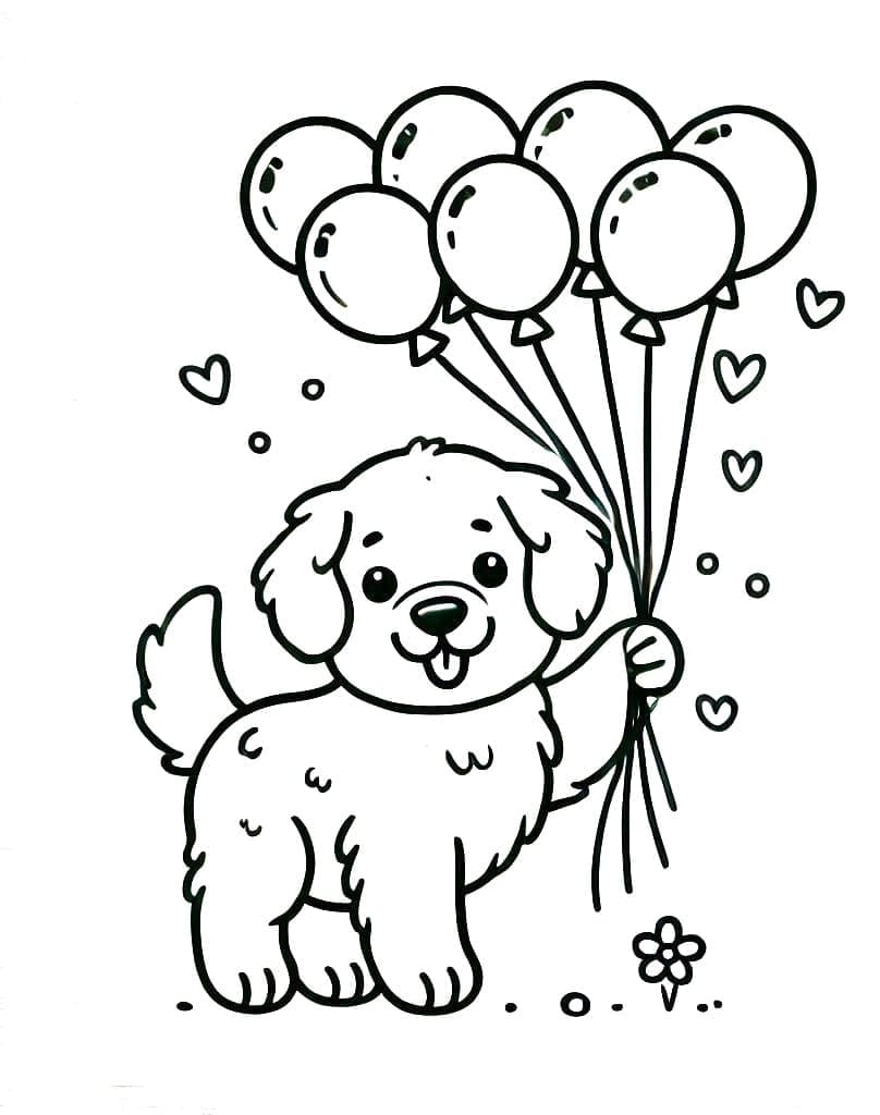 Golden Retriever dengan balon