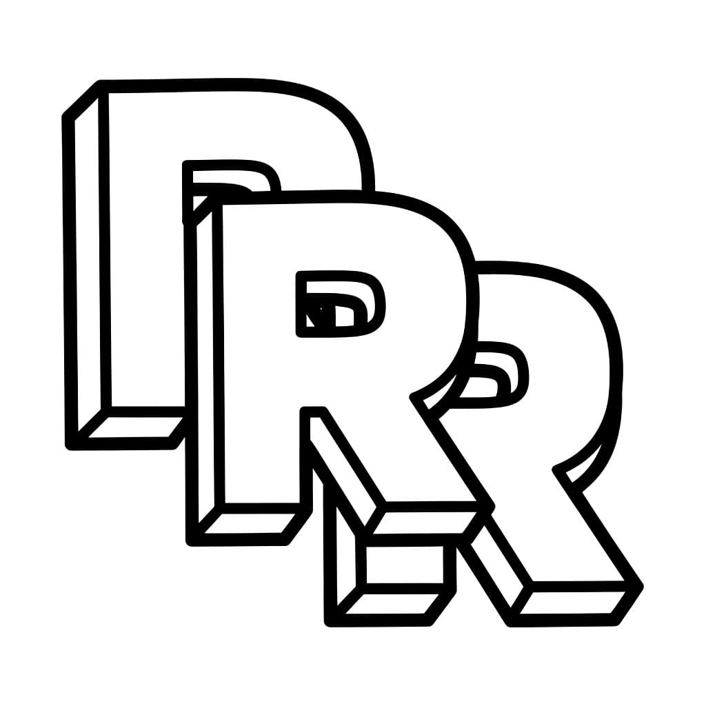 Huruf R berlapis 3D