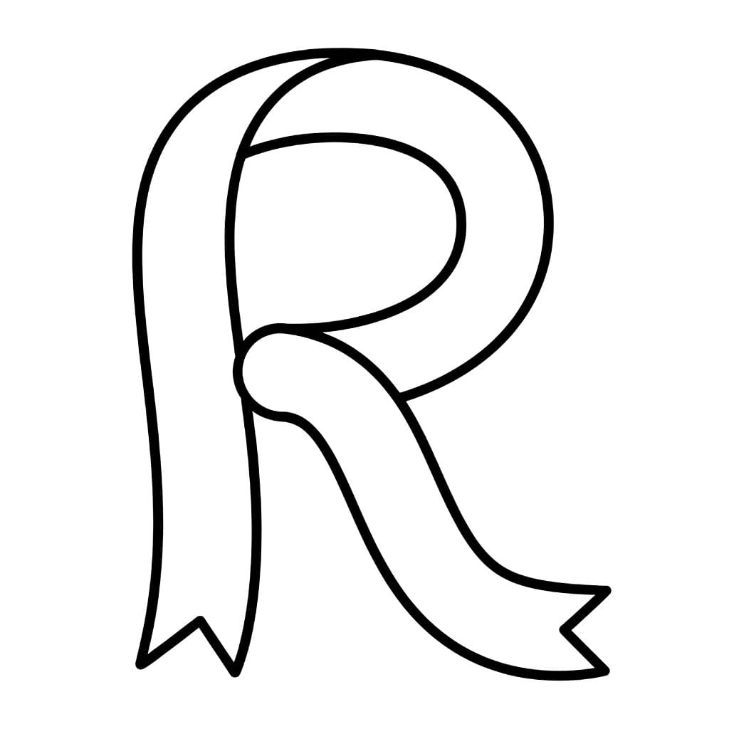 Huruf R garis pita