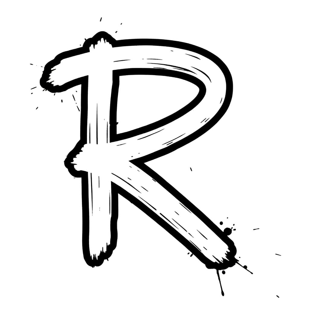 Huruf R tag garis