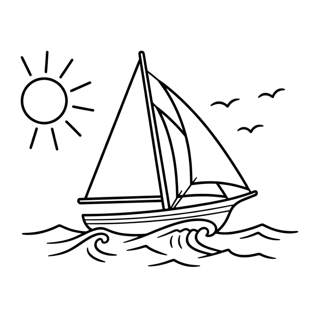 Perahu layar besar di ombak
