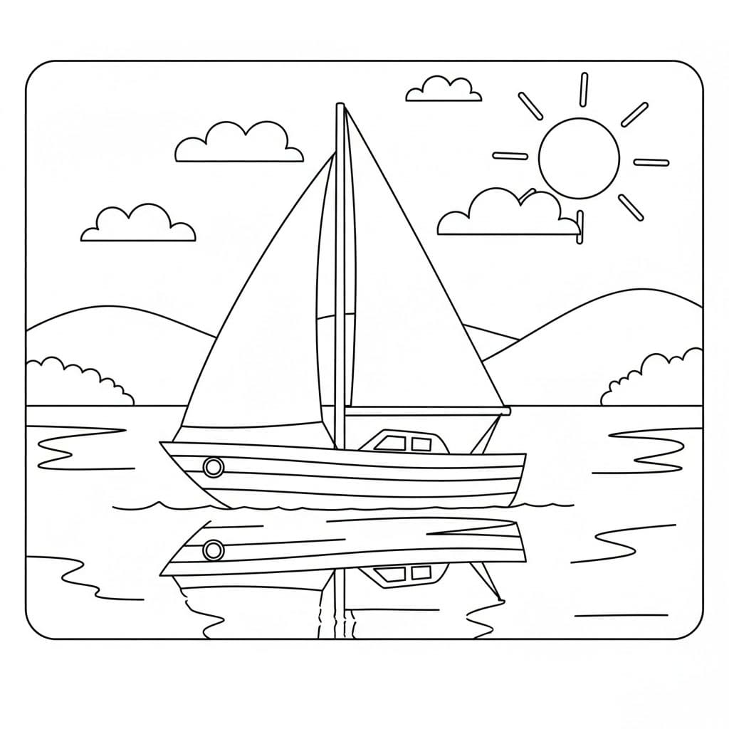 Perahu layar di danau kecil