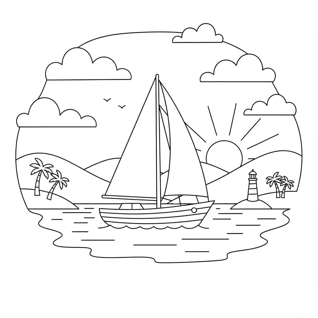 Perahu layar di teluk yang indah